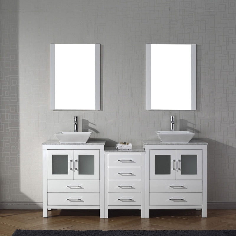 Modern Fittings Dior 66" Double Bath Vanity with Marble Top and Square Sinks Faucets