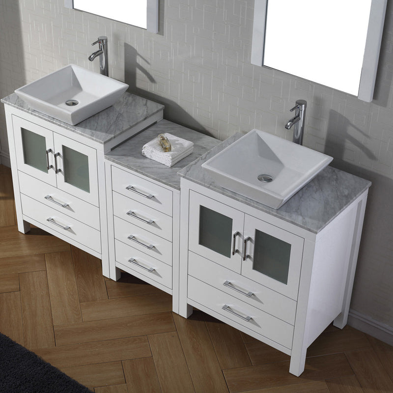 Modern Fittings Dior 66" Double Bath Vanity with Marble Top and Square Sinks Faucets