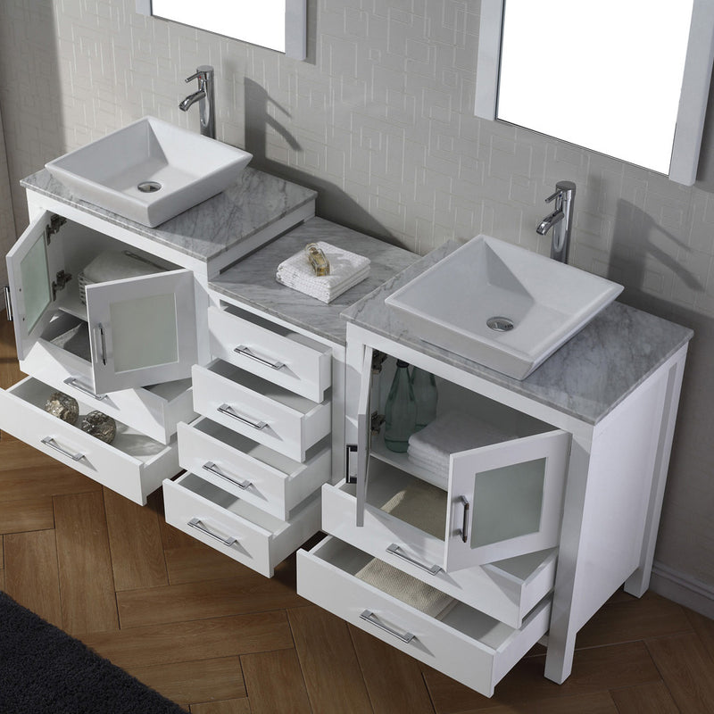 Modern Fittings Dior 66" Double Bath Vanity with Marble Top and Square Sinks Faucets