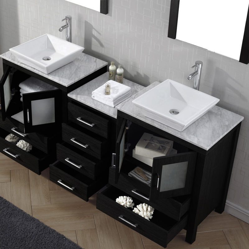 Modern Fittings Dior 66" Double Bath Vanity with Marble Top and Square Sinks Faucets