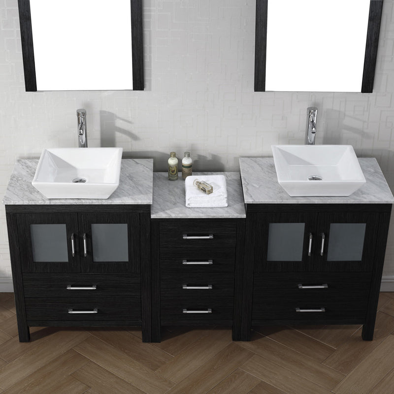 Modern Fittings Dior 66" Double Bath Vanity with Marble Top and Square Sinks Faucets