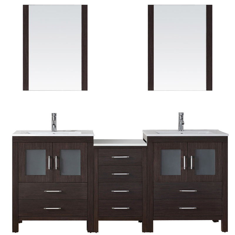 Modern Fittings Dior 74" Double Bath Vanity with Top and Integrated Square Sinks Faucets