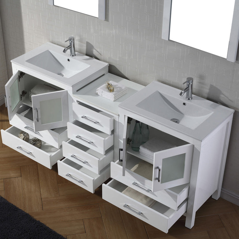 Modern Fittings Dior 74" Double Bath Vanity with Top and Integrated Square Sinks Faucets