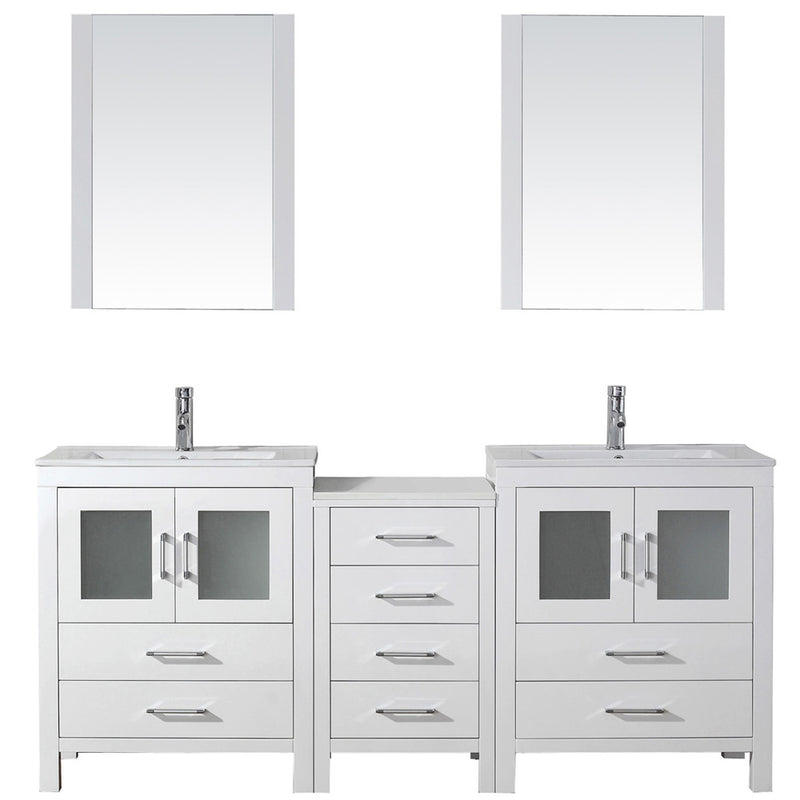 Modern Fittings Dior 74" Double Bath Vanity with Top and Integrated Square Sinks Faucets