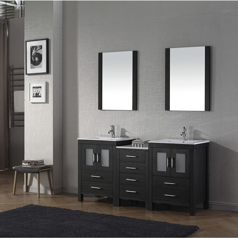 Modern Fittings Dior 74" Double Bath Vanity with Top and Integrated Square Sinks Faucets