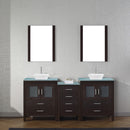 Modern Fittings Dior 74" Double Bath Vanity with Glass Top and Square Sinks Faucets