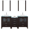 Modern Fittings Dior 74" Double Bath Vanity with Glass Top and Square Sinks Faucets