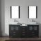 Modern Fittings Dior 74" Double Bath Vanity with Glass Top and Square Sinks Faucets