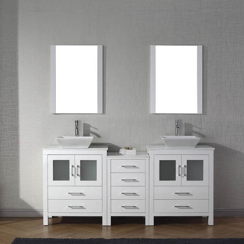 Modern Fittings Dior 74" Double Bath Vanity with Engineered Stone Top and Square Sinks Faucets