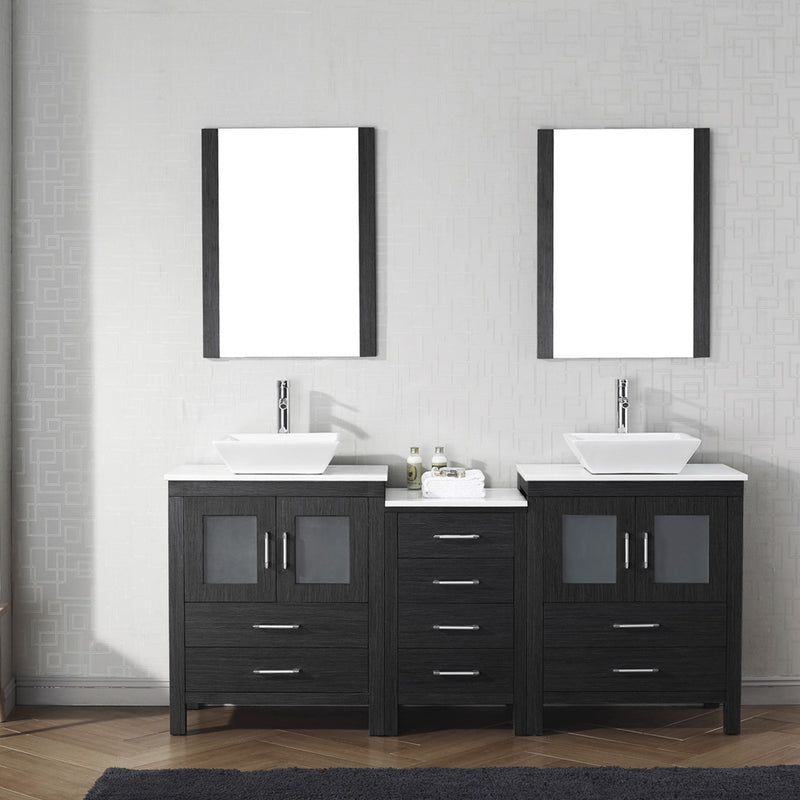 Modern Fittings Dior 74" Double Bath Vanity with Engineered Stone Top and Square Sinks Faucets