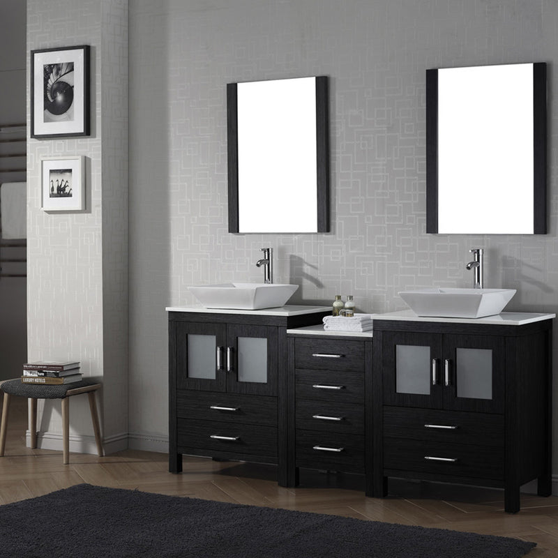 Modern Fittings Dior 74" Double Bath Vanity with Engineered Stone Top and Square Sinks Faucets