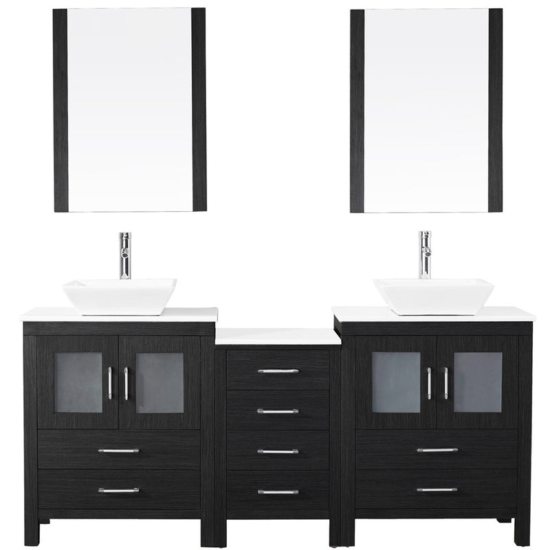 Modern Fittings Dior 74" Double Bath Vanity with Engineered Stone Top and Square Sinks Faucets