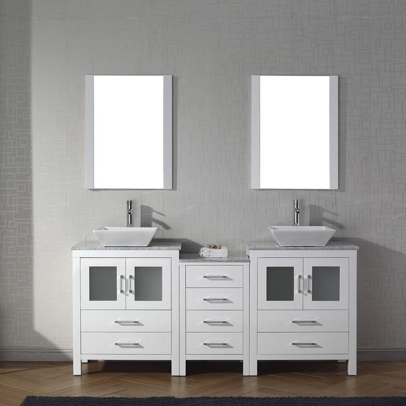 Modern Fittings Dior 74" Double Bath Vanity with Marble Top and Square Sinks Faucets