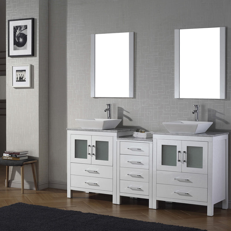 Modern Fittings Dior 74" Double Bath Vanity with Marble Top and Square Sinks Faucets