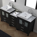 Modern Fittings Dior 74" Double Bath Vanity with Marble Top and Square Sinks Faucets