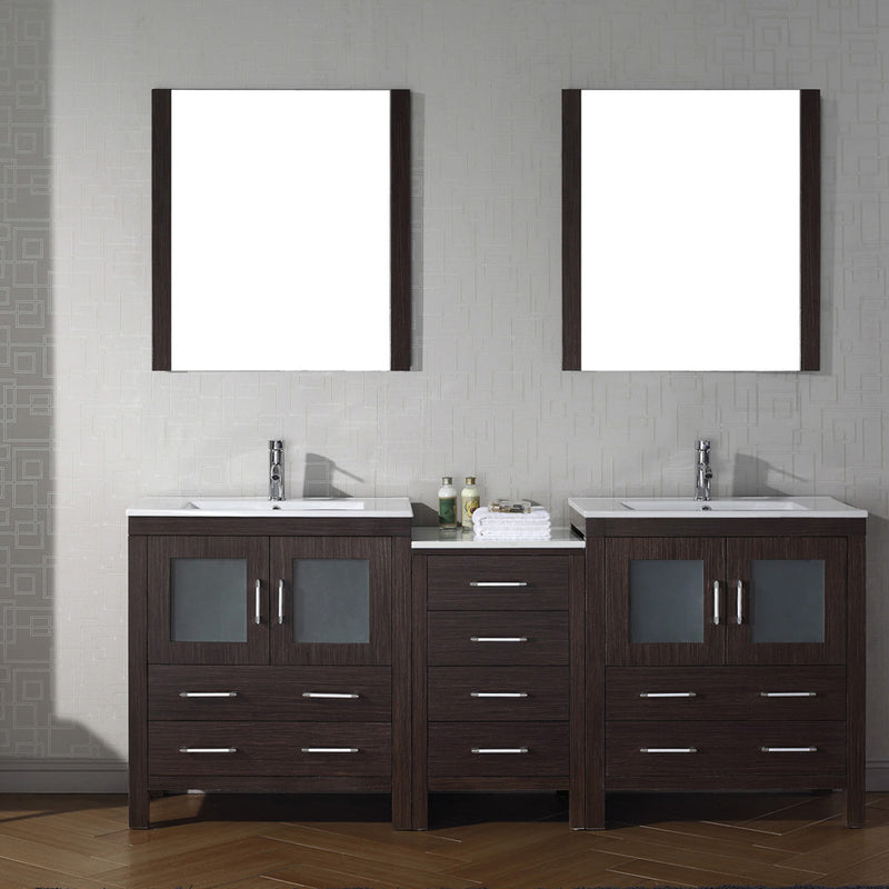 Modern Fittings Dior 78" Double Bath Vanity with Ceramic Top and Integrated Square Sinks Faucets