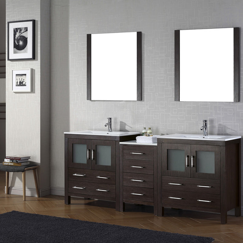 Modern Fittings Dior 78" Double Bath Vanity with Ceramic Top and Integrated Square Sinks Faucets