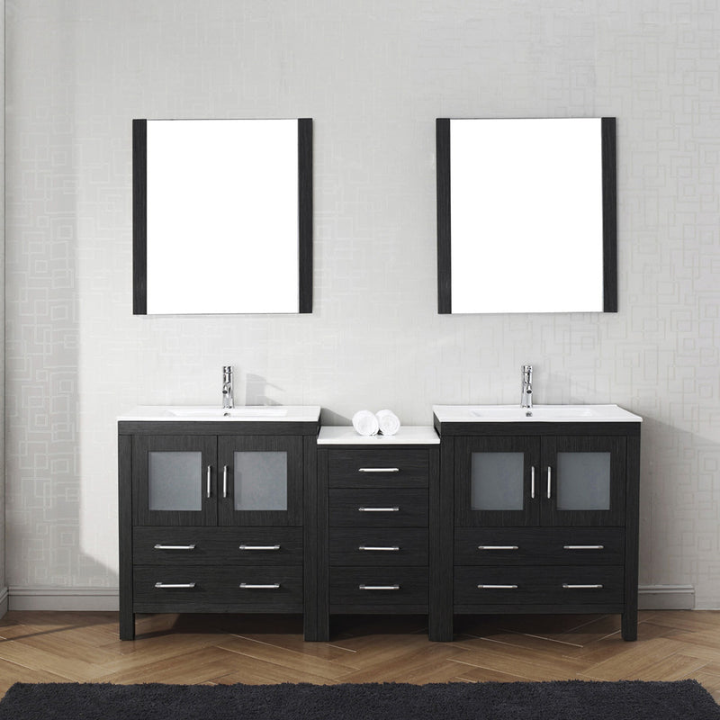 Modern Fittings Dior 78" Double Bath Vanity with Ceramic Top and Integrated Square Sinks Faucets