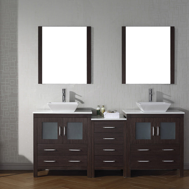 Modern Fittings Dior 78" Double Bath Vanity with Engineered Stone Top and Square Sinks Faucets