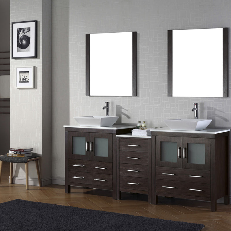 Modern Fittings Dior 78" Double Bath Vanity with Engineered Stone Top and Square Sinks Faucets