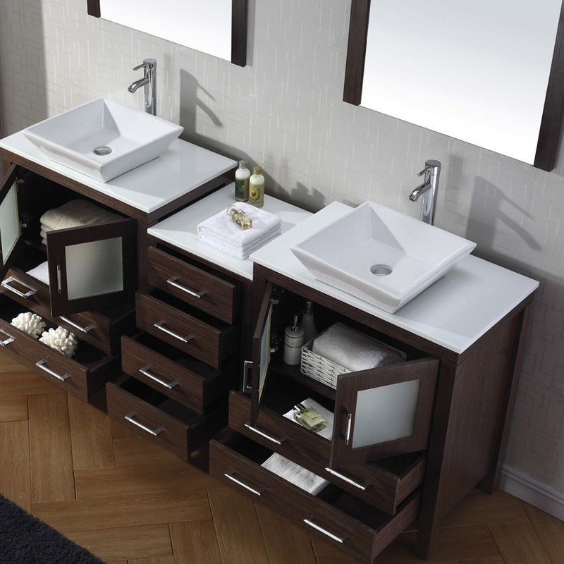 Modern Fittings Dior 78" Double Bath Vanity with Engineered Stone Top and Square Sinks Faucets