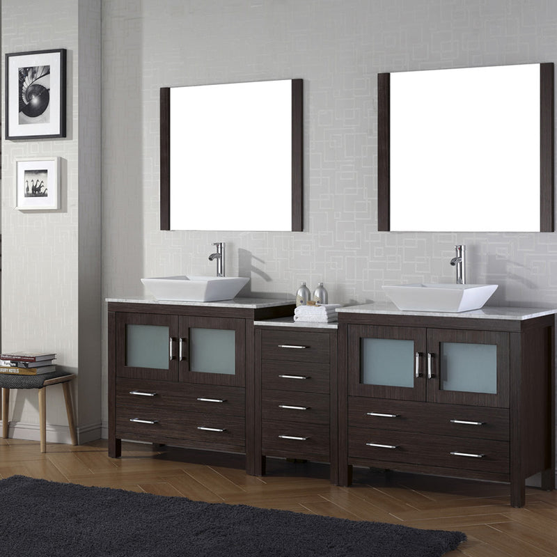 Modern Fittings Dior 78" Double Bath Vanity with Marble Top and Square Sinks Faucets