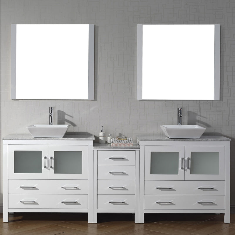 Modern Fittings Dior 78" Double Bath Vanity with Marble Top and Square Sinks Faucets