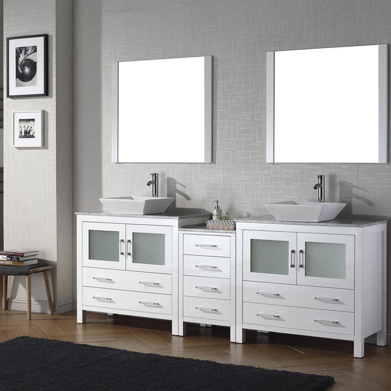 Modern Fittings Dior 78" Double Bath Vanity with Marble Top and Square Sinks Faucets