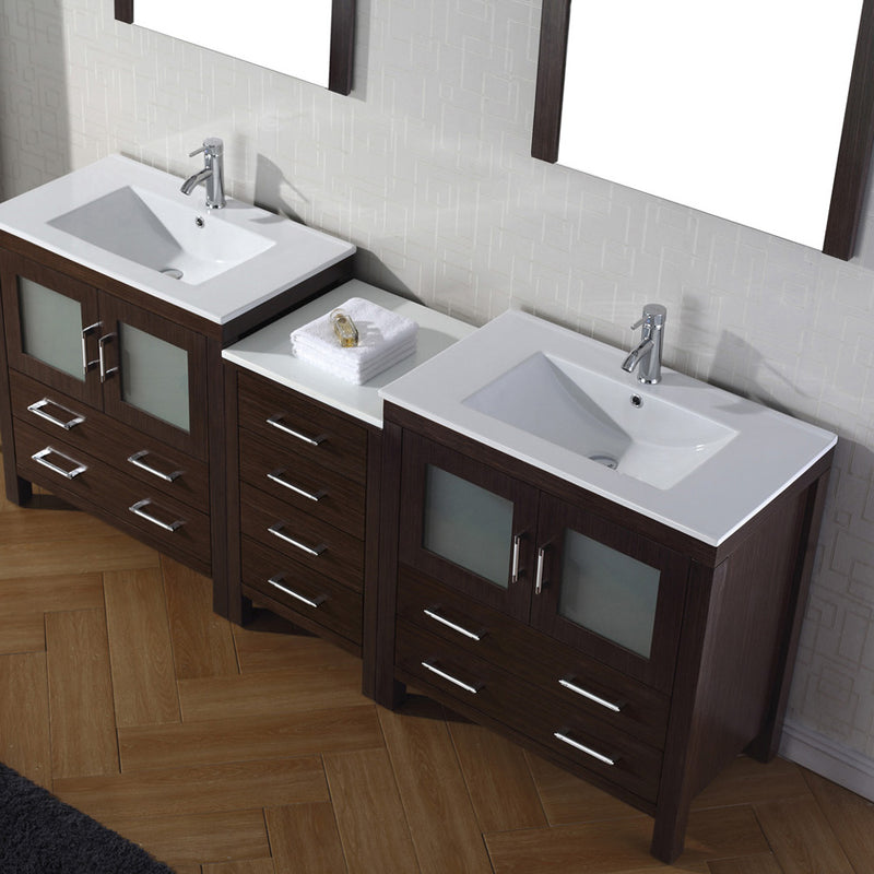 Modern Fittings Dior 82" Double Bath Vanity with Ceramic Top and Integrated Square Sinks Faucets