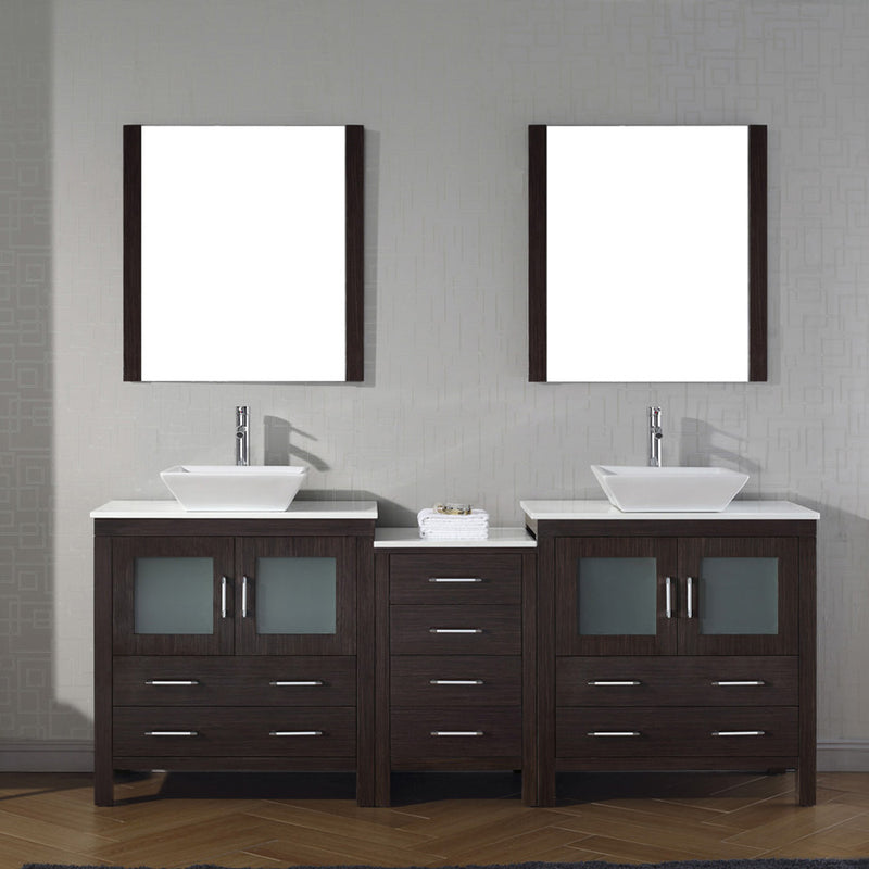 Modern Fittings Dior 82" Double Bath Vanity with Engineered Stone Top and Square Sinks Faucets