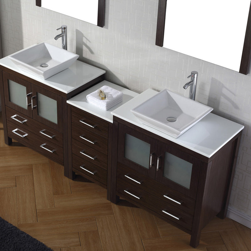 Modern Fittings Dior 82" Double Bath Vanity with Engineered Stone Top and Square Sinks Faucets