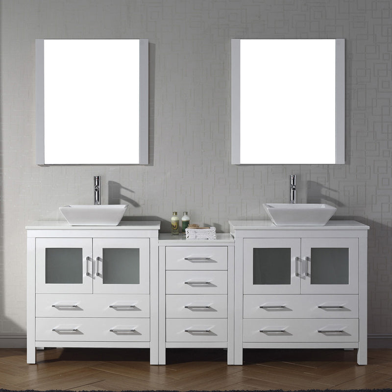 Modern Fittings Dior 82" Double Bath Vanity with Engineered Stone Top and Square Sinks Faucets