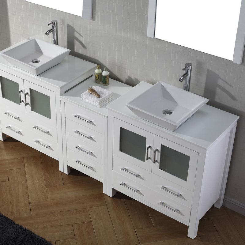 Modern Fittings Dior 82" Double Bath Vanity with Engineered Stone Top and Square Sinks Faucets