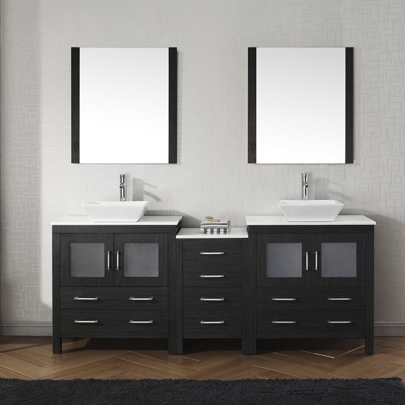 Modern Fittings Dior 82" Double Bath Vanity with Engineered Stone Top and Square Sinks Faucets