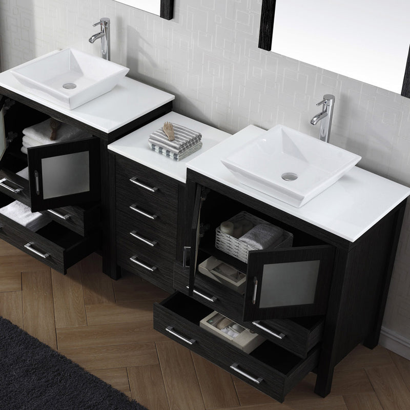 Modern Fittings Dior 82" Double Bath Vanity with Engineered Stone Top and Square Sinks Faucets