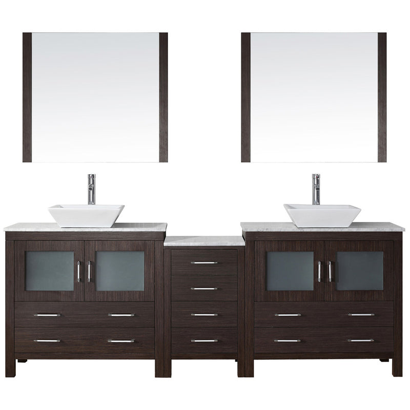 Modern Fittings Dior 82" Double Bath Vanity with Marble Top and Square Sinks Faucets