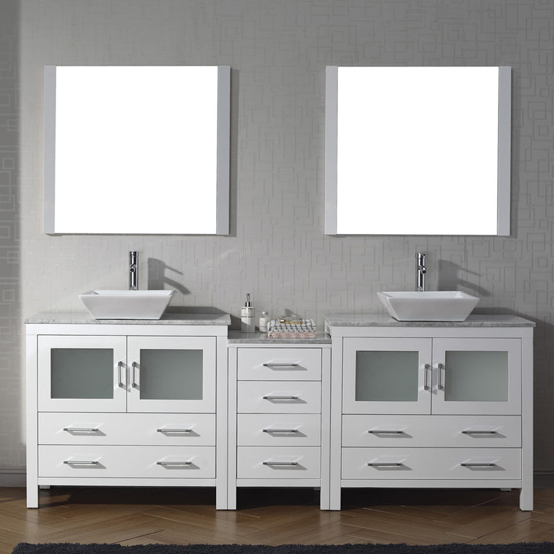 Modern Fittings Dior 82" Double Bath Vanity with Marble Top and Square Sinks Faucets