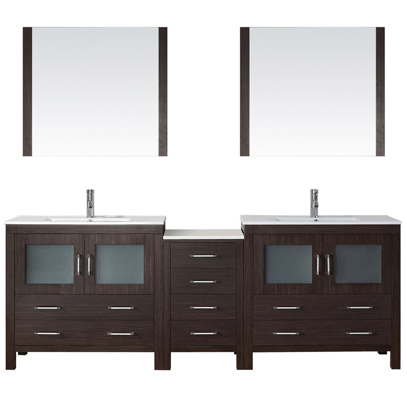 Modern Fittings Dior 90" Double Bath Vanity with Ceramic Top and Integrated Square Sinks Faucets