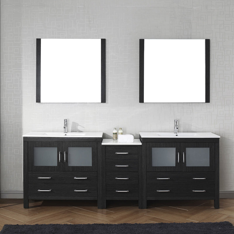 Modern Fittings Dior 90" Double Bath Vanity with Ceramic Top and Integrated Square Sinks Faucets