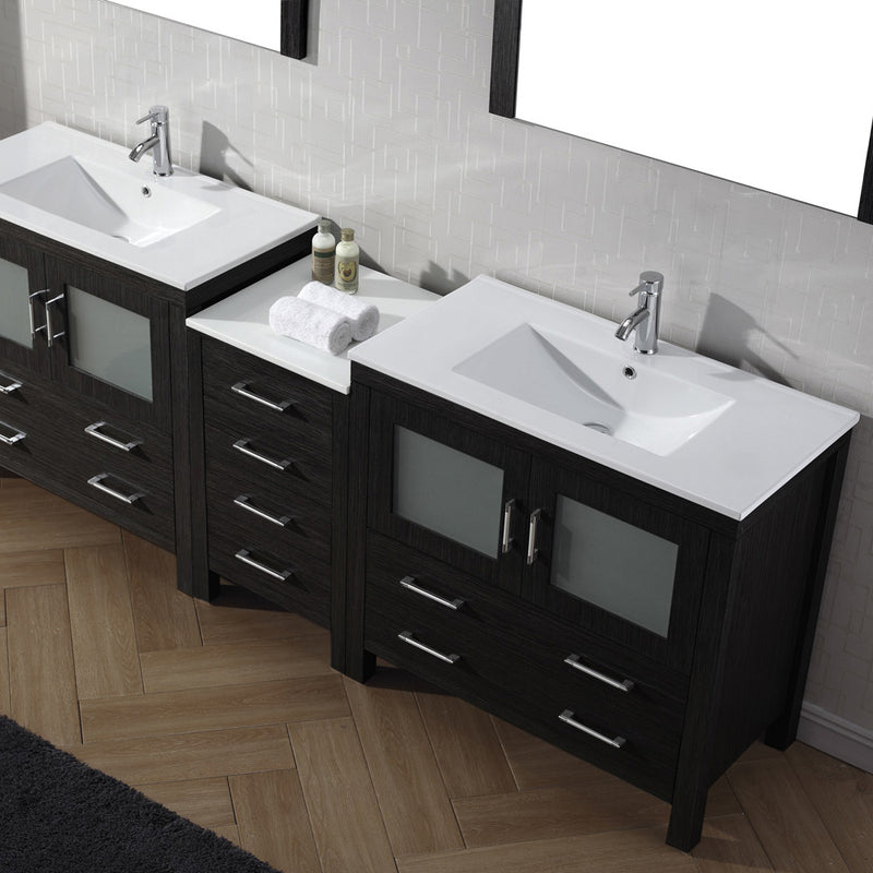 Modern Fittings Dior 90" Double Bath Vanity with Ceramic Top and Integrated Square Sinks Faucets