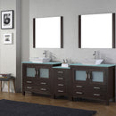 Modern Fittings Dior 90" Double Bath Vanity with Glass Top and Square Sinks Faucets