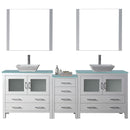 Modern Fittings Dior 90" Double Bath Vanity with Glass Top and Square Sinks Faucets