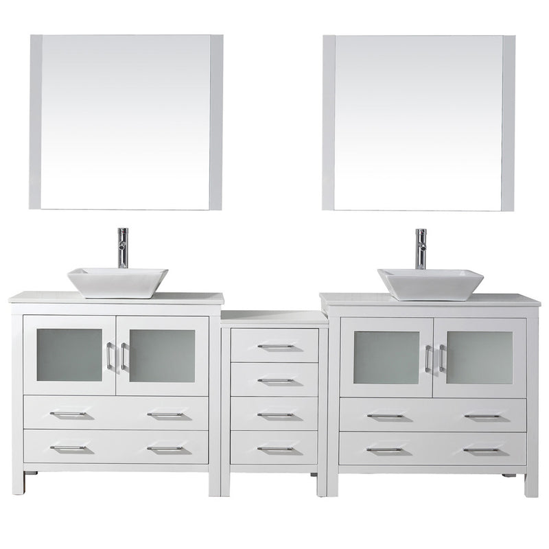 Modern Fittings Dior 90" Double Bath Vanity with Engineered Stone Top and Square Sinks Faucets