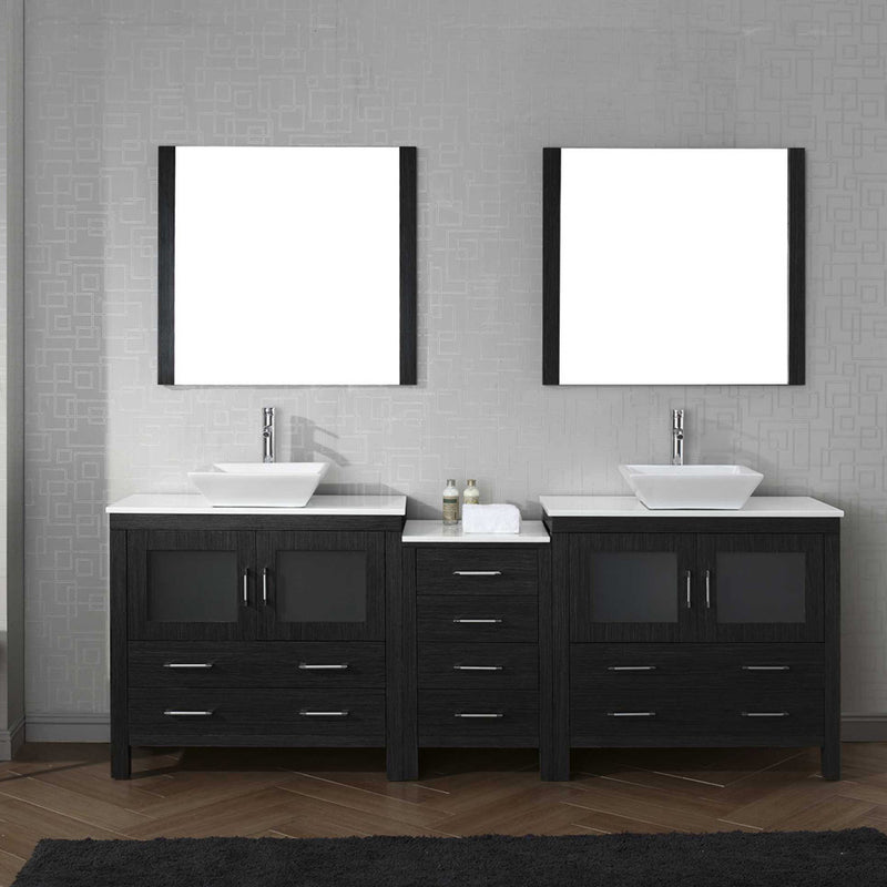 Modern Fittings Dior 90" Double Bath Vanity with Engineered Stone Top and Square Sinks Faucets