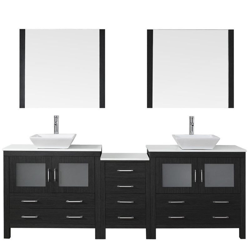 Modern Fittings Dior 90" Double Bath Vanity with Engineered Stone Top and Square Sinks Faucets