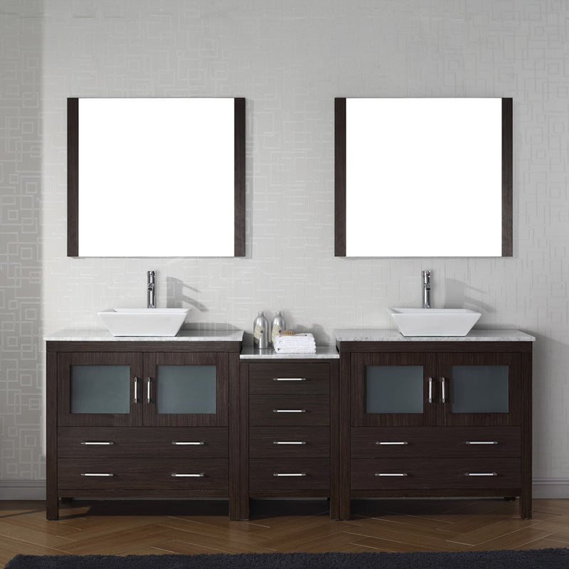 Modern Fittings Dior 90" Double Bath Vanity with Marble Top and Square Sinks Faucets