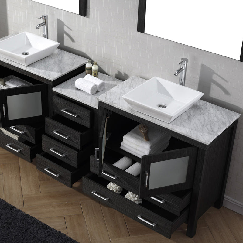 Modern Fittings Dior 90" Double Bath Vanity with Marble Top and Square Sinks Faucets