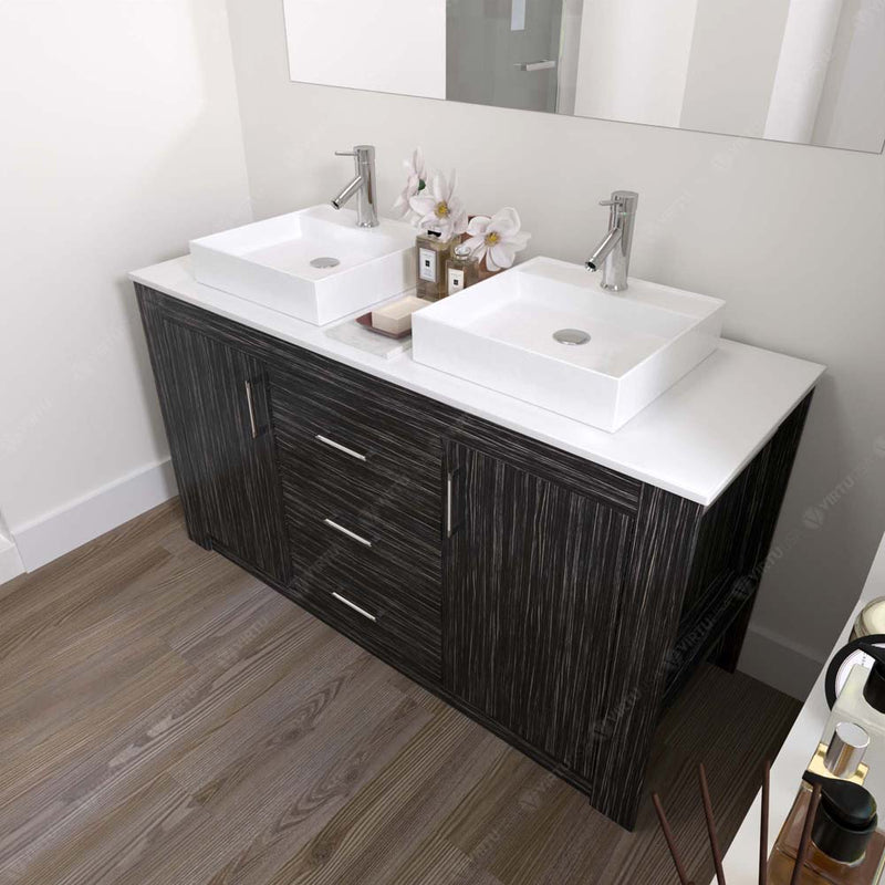 Modern Fittings Tavian 60" Double Bath Vanity with Engineered Stone Top and Square Sinks