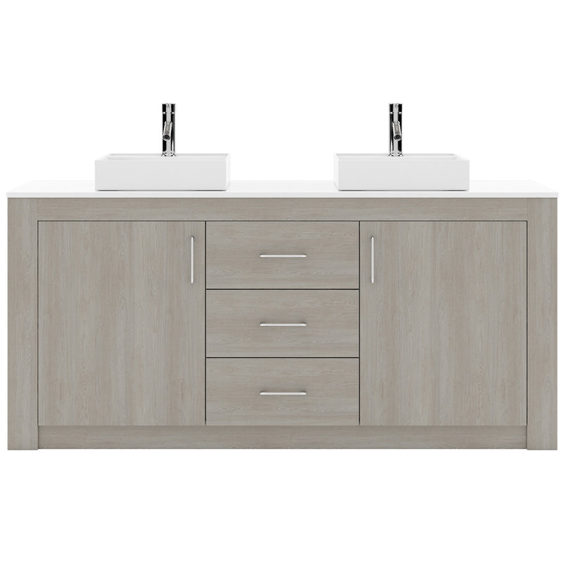 Modern Fittings Tavian 72" Double Bath Vanity with Engineered Stone Top and Square Sinks