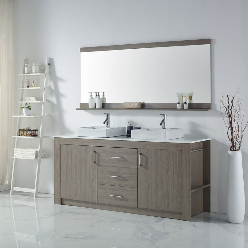 Modern Fittings Tavian 72" Double Bath Vanity with Engineered Stone Top and Square Sinks